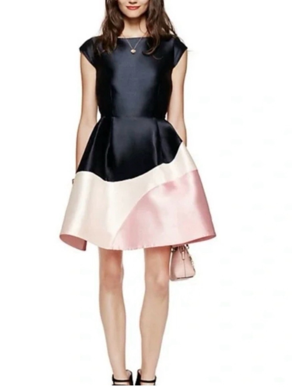 Kate Spade Navy, Cream and Pink Colorblock Fit-and-Flare Mini Dress